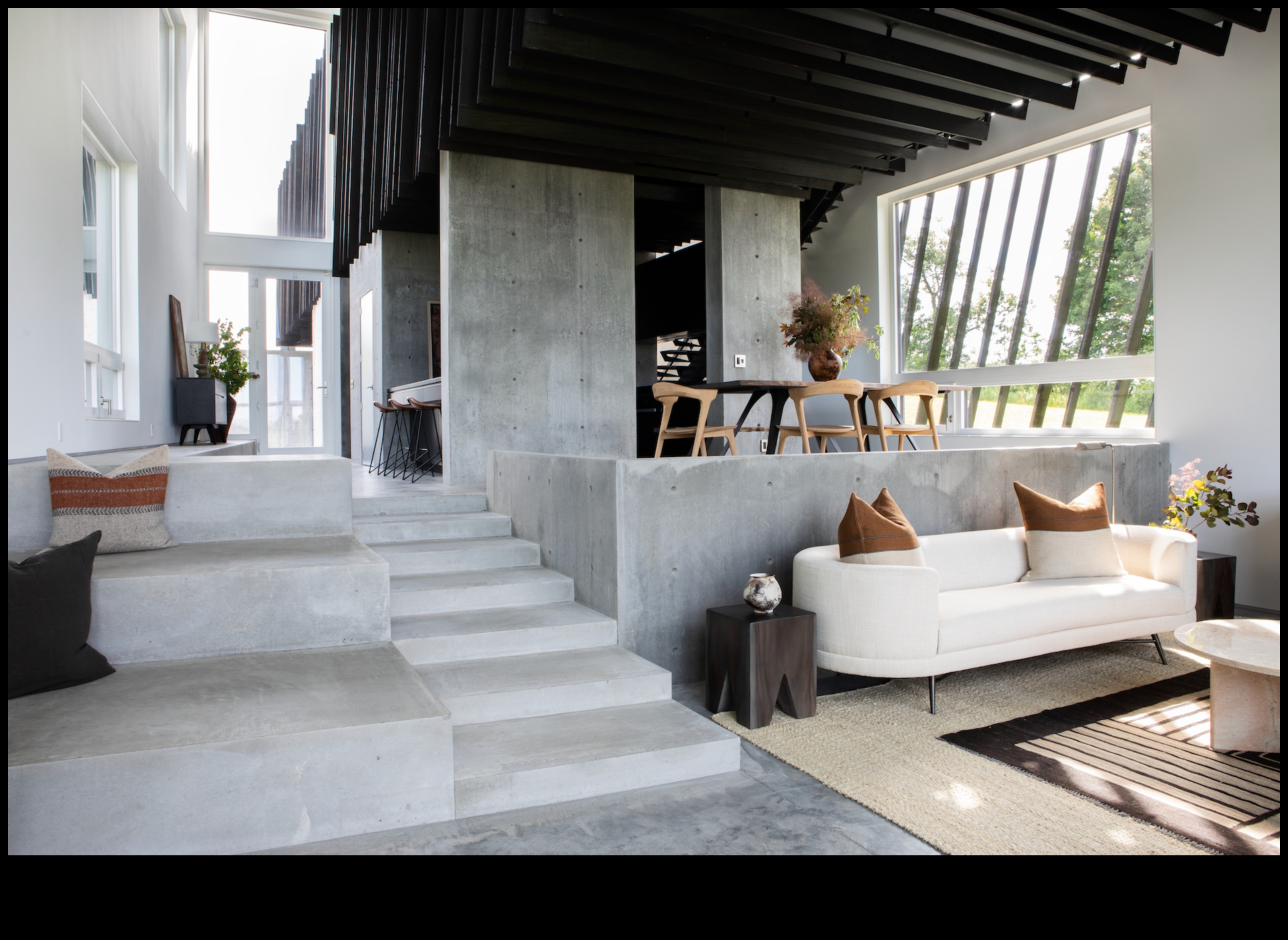 هل يمكنك التوصية بطرق لدمج الخرسانة في الديكور البسيط؟