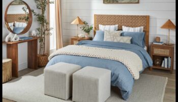 ديكور غرفة نوم ساحلية للهروب من شاطئ البحر